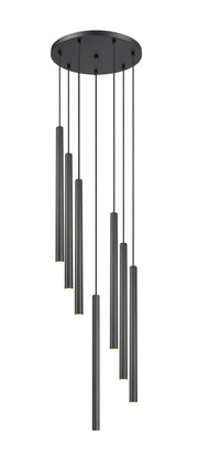 Forest 7 Light 18" Pendant, 23.75" Tall in Matte Black
