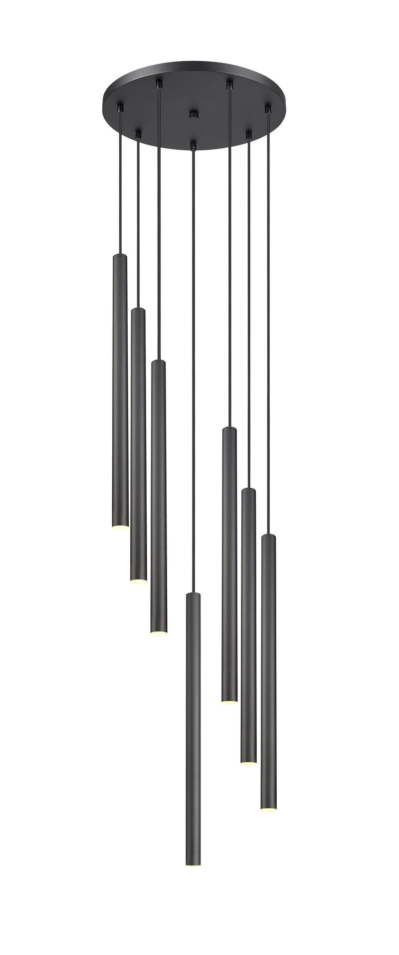 Forest 7 Light 18" Pendant, 23.75" Tall in Matte Black