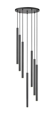 Forest 7 Light 18" Pendant, 23.75" Tall in Matte Black