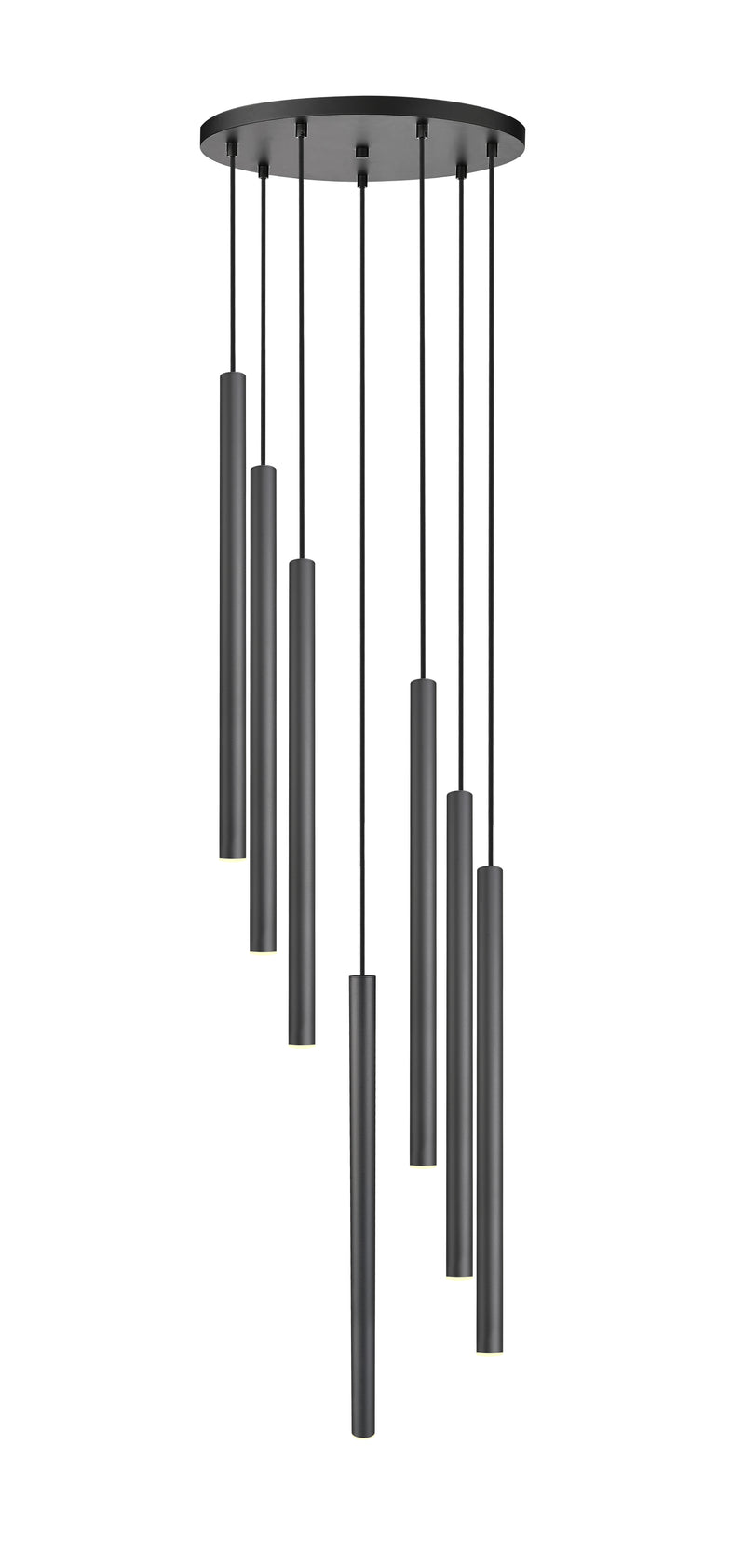 Forest 7 Light 18" Pendant, 23.75" Tall in Matte Black