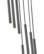 Forest 7 Light 18" Pendant, 23.75" Tall in Matte Black