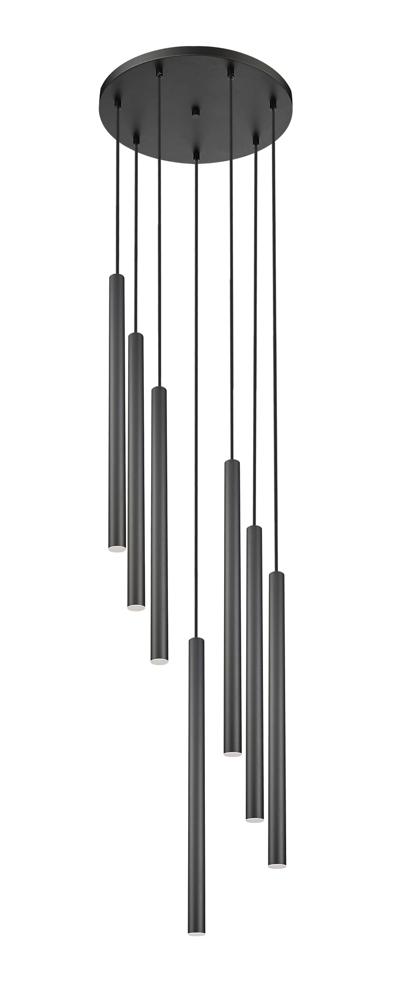 Forest 7 Light 18" Pendant, 23.75" Tall in Matte Black