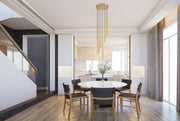 Forest 7 Light 18" Pendant, 23.75" Tall in Modern Gold in a room setting