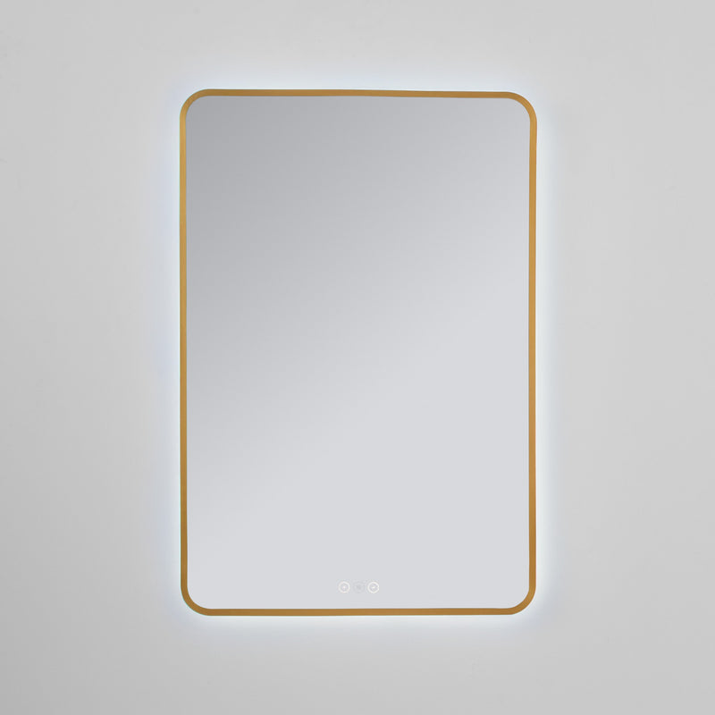 Aero 24" x 36" LED Stadium Mirror in Brushed Brass