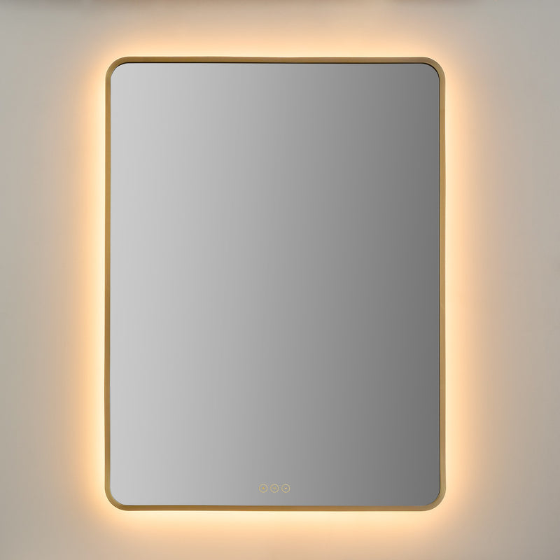 Aero 30" x 40" LED Stadium Mirror in Brushed Brass
