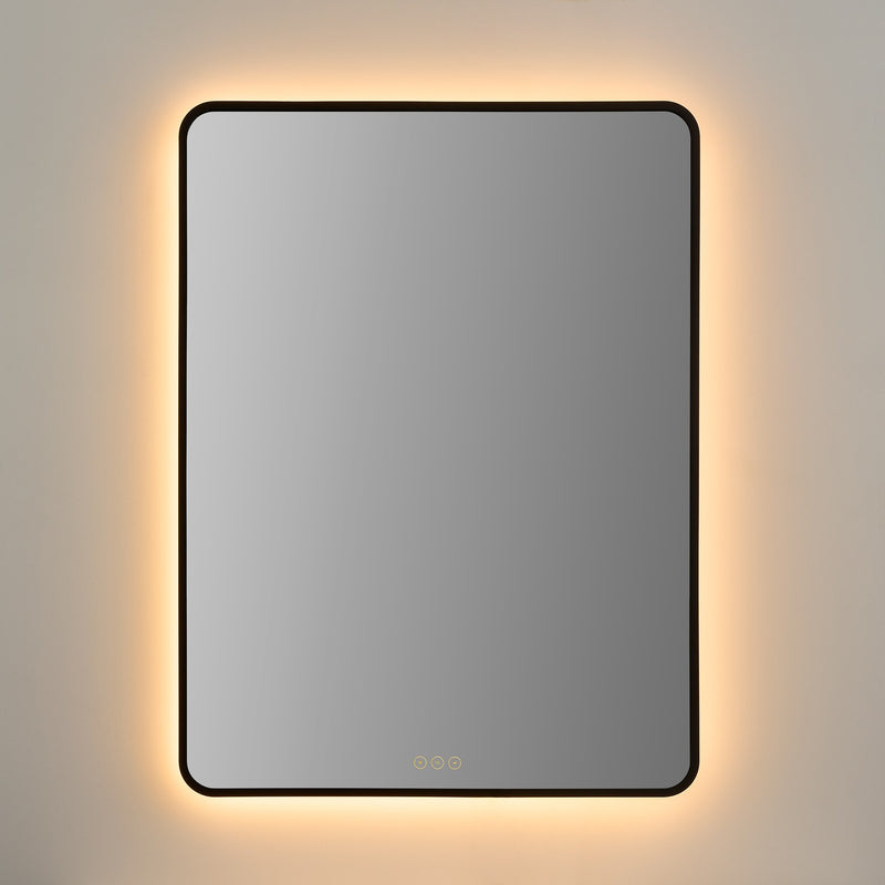 Aero 30" x 40" LED Stadium Mirror in Matte Black