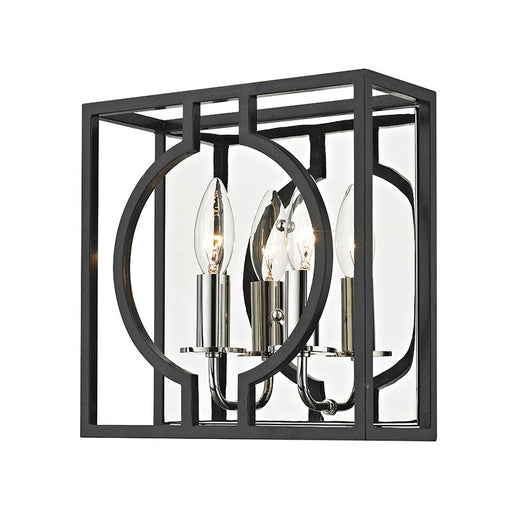 Octavio 2-Light Wall Sconce in Aged Iron/polished Nickel Combo