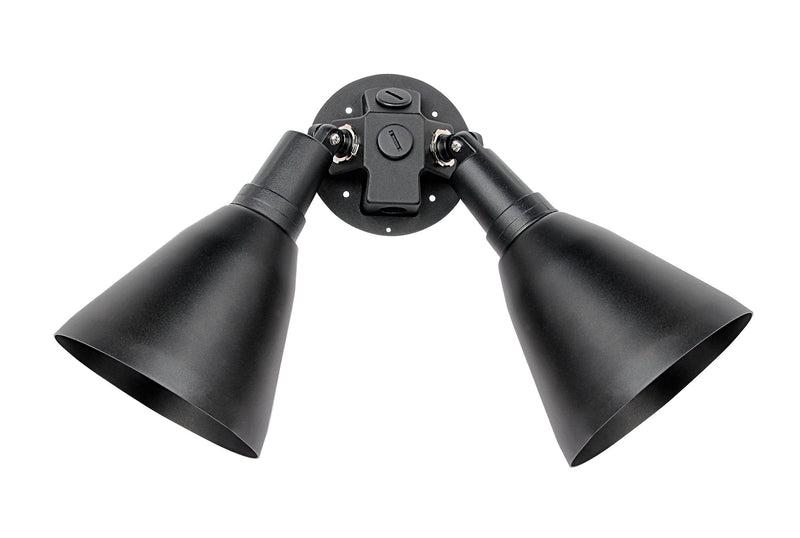 Spots 2 Light Outdoor Wall Mount with Shades in Black