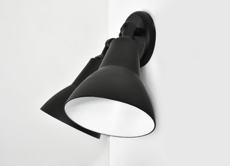 Spots 2 Light Die Cast Outdoor Wall Mount in Black