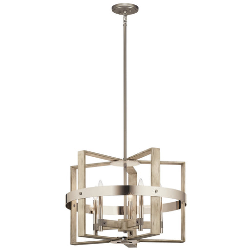 Peyton 5-Light Chandelier in White Washed Wood