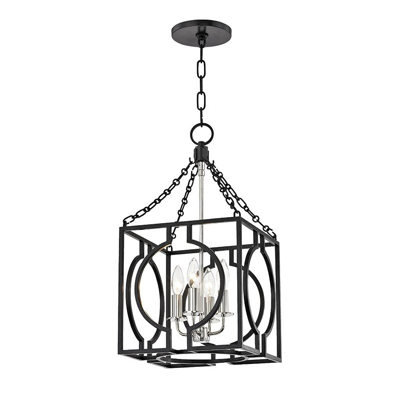 Octavio 4-Light Chandelier in Aged Iron/polished Nickel Combo