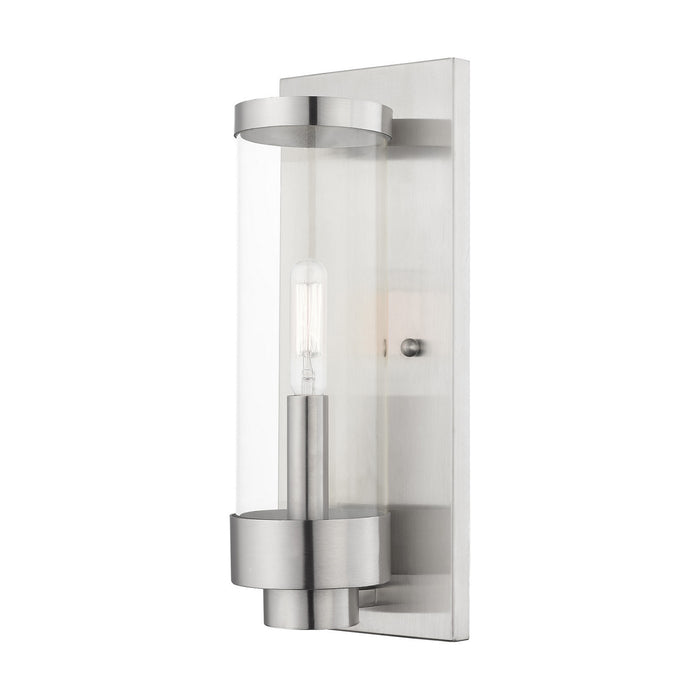 Hillcrest 1 Light Wall Lantern in Brushed Nickel