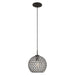 Cassandra 1 Light Mini Pendant in Black