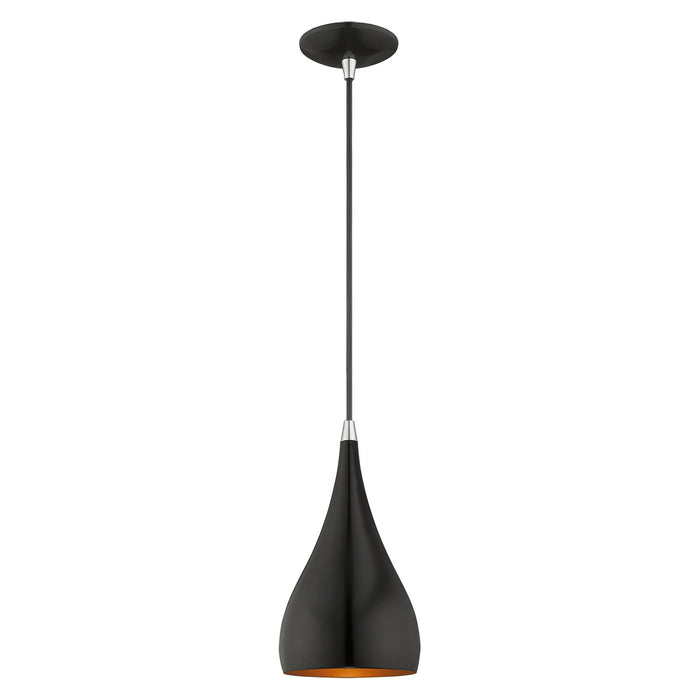 1 Light Mini Pendant in Shiny Black