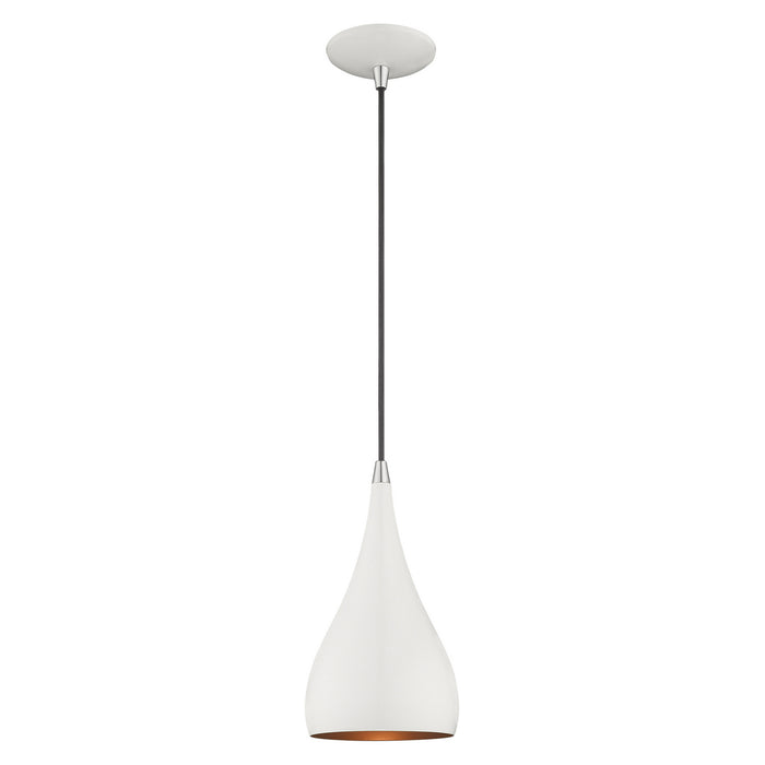 1 Light Mini Pendant in Shiny White