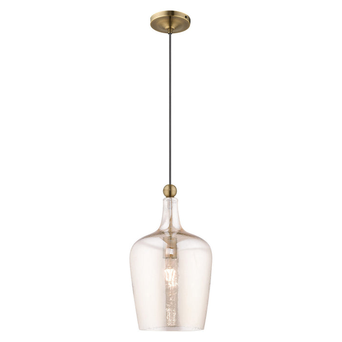 1 Light Mini Pendant in Antique Brass