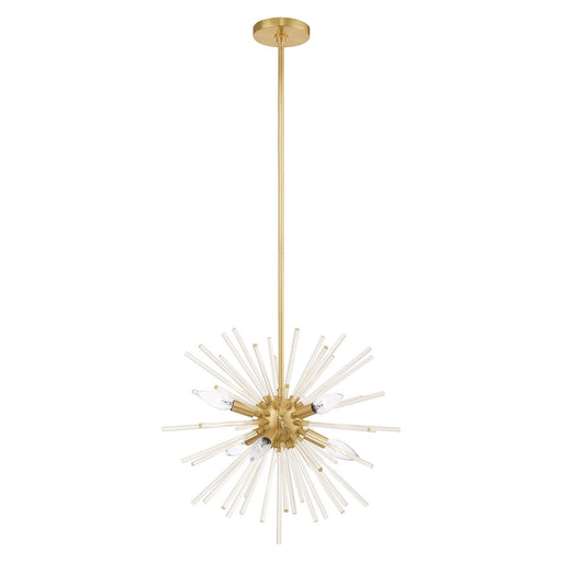 Utopia 6 Light Pendant Chandelier in Satin Brass