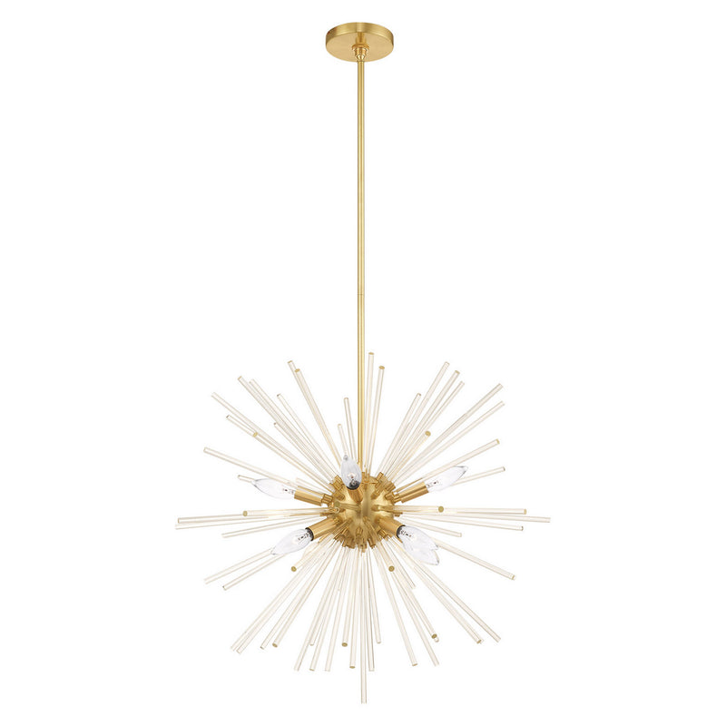 Utopia 8 Light Pendant Chandelier in Satin Brass