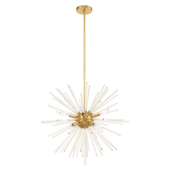 Utopia 8 Light Pendant Chandelier in Satin Brass