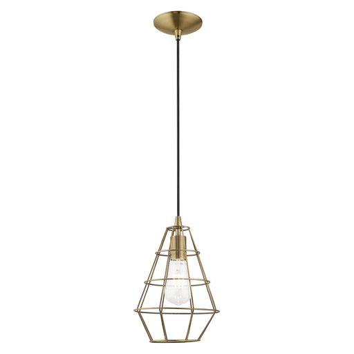 1 Light Mini Pendant in Antique Brass