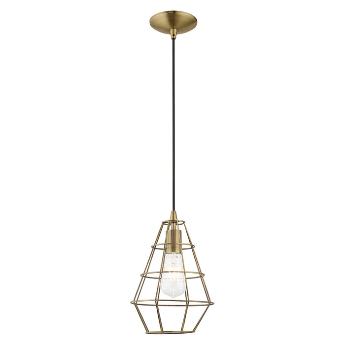 1 Light Mini Pendant in Antique Brass