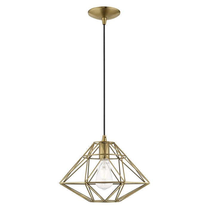 1 Light Mini Pendant in Antique Brass