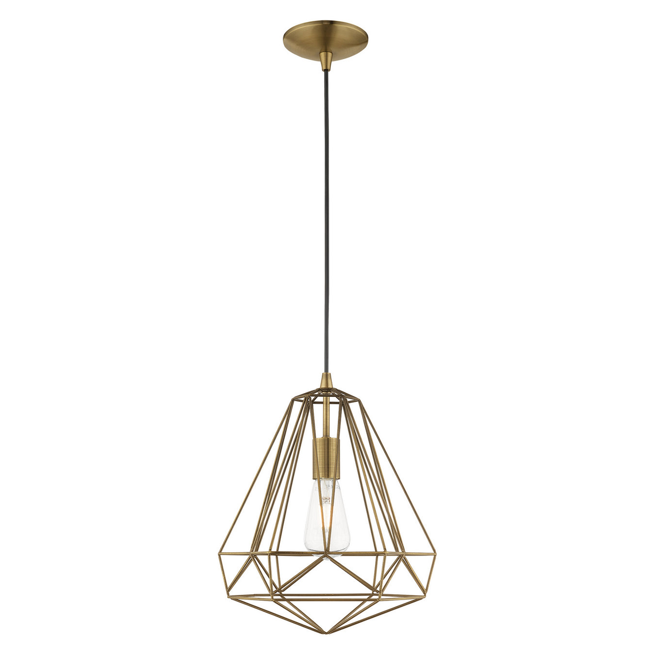 1 Light Mini Pendant in Antique Brass