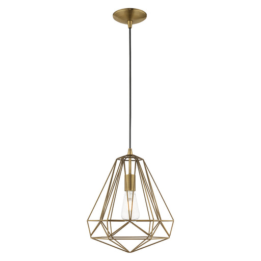 1 Light Mini Pendant in Antique Brass