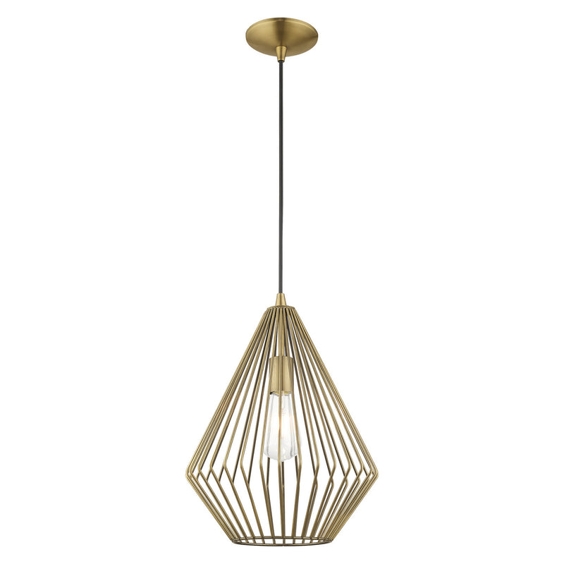 1 Light Mini Pendant in Antique Brass