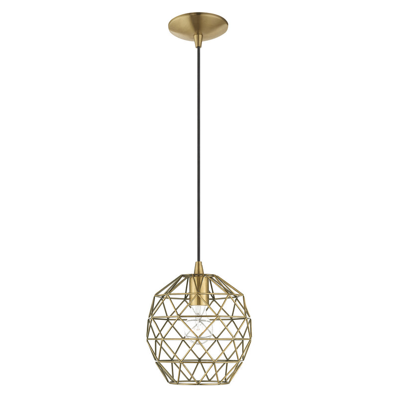 1 Light Mini Pendant in Antique Brass