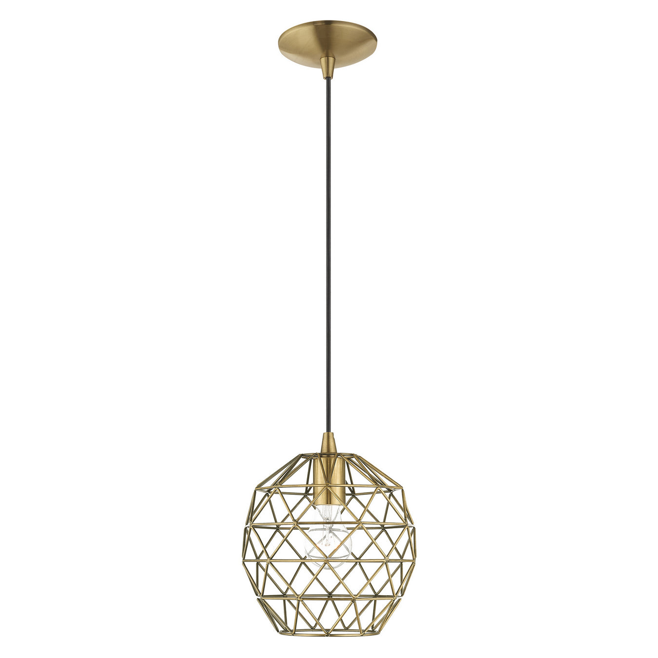 1 Light Mini Pendant in Antique Brass