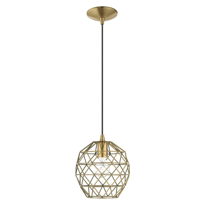 1 Light Mini Pendant in Antique Brass