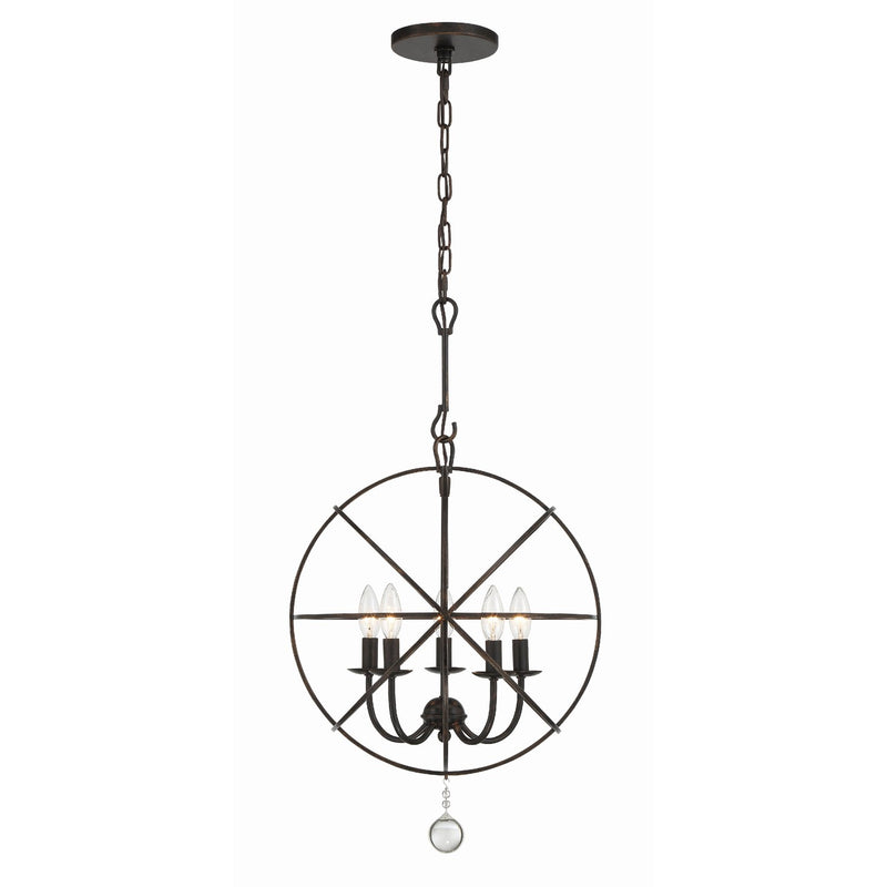 Solaris 5 Light 17" Chandelier in English Bronze