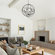 Solaris 6 Light 22.5" Chandelier in Black in a room setting
