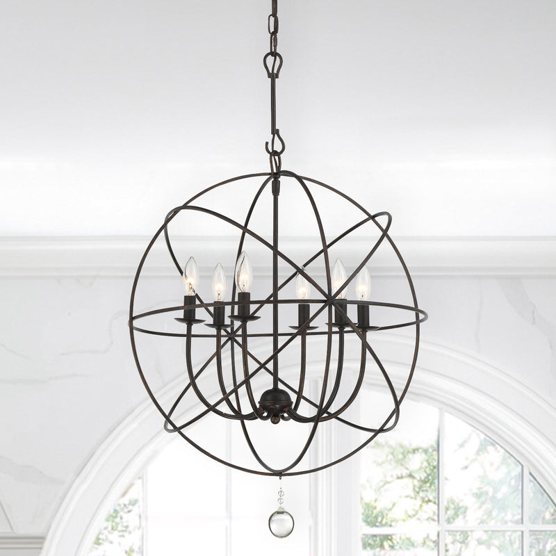 Solaris 6 Light 22.5" Chandelier in English Bronze in a room setting