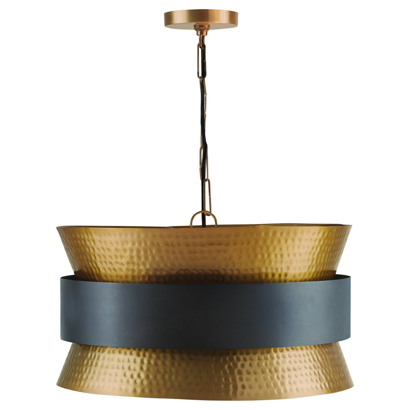 Loren 4-Light Pendant in Patinaed Brass and Dark Zinc - Lamps Expo
