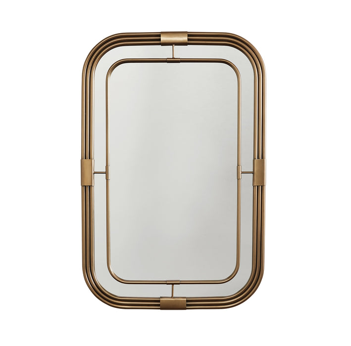 Decorative Rectangle Wall Mirror in Aged Brass - Lamps Expo