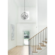 Solaris 6 Light 28.5" Chandelier in Black in a room setting