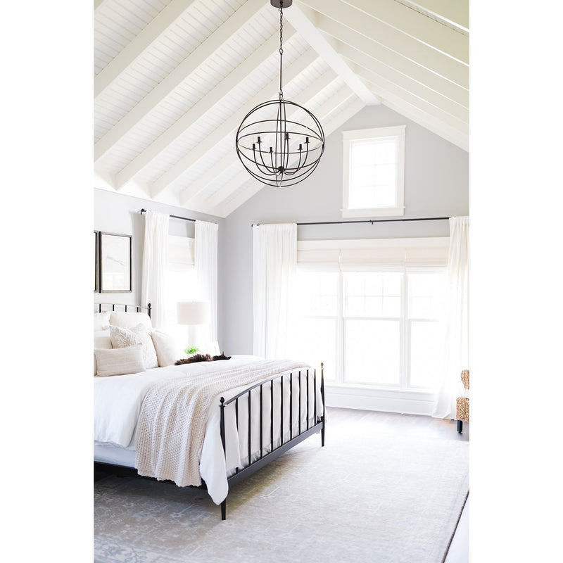 Solaris 6 Light 28.5" Chandelier in English Bronze in a room setting