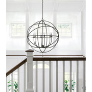 Solaris 6 Light 28.5" Chandelier in English Bronze in a room setting