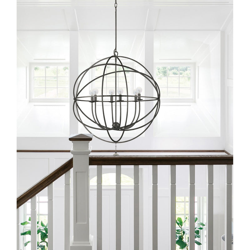 Solaris 6 Light 28.5" Chandelier in English Bronze in a room setting