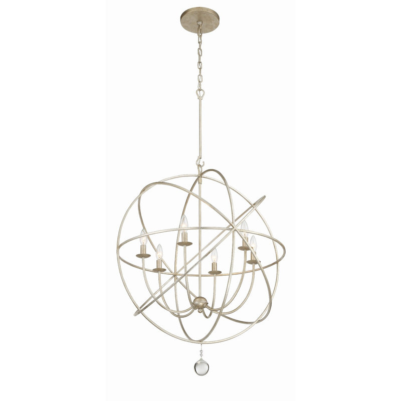 Solaris 6 Light 28.5" Chandelier in Olde Silver