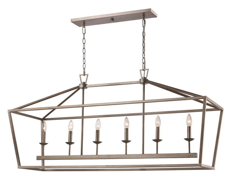 Lacey 6-Light 49" Linear Chandelier in Antique Silver Leaf