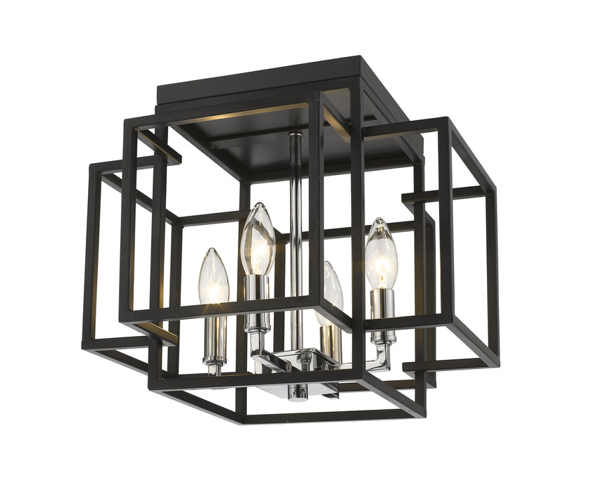 Titania 4 Light Flush Mount in Black / Chrome