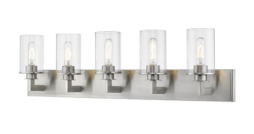 Savannah 5 Light Vanity in Brushed Nickel with Clear Glass