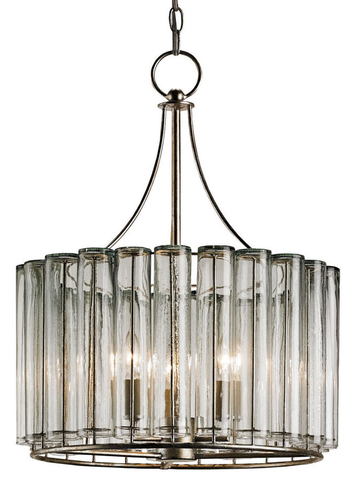 Bevilacqua 3-Light Drum Pendant in Clear/Silver Leaf