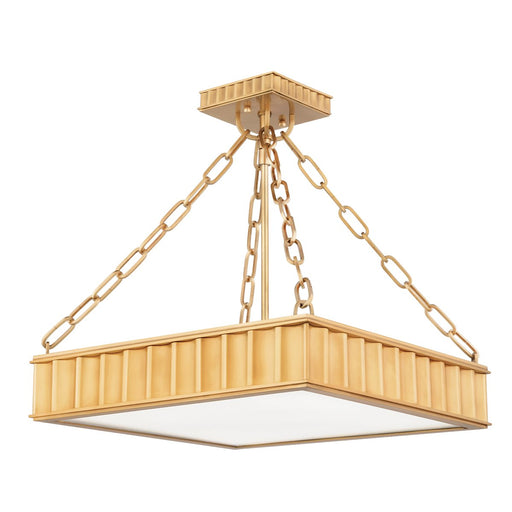 Middlebury 3-Light Square Pendant in Aged Brass