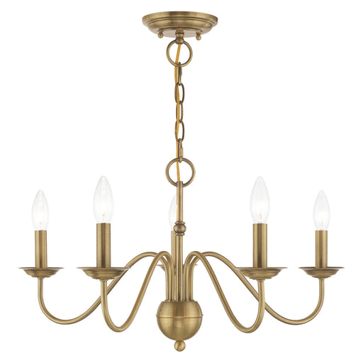 Windsor 5 Light Chandelier in Antique Brass
