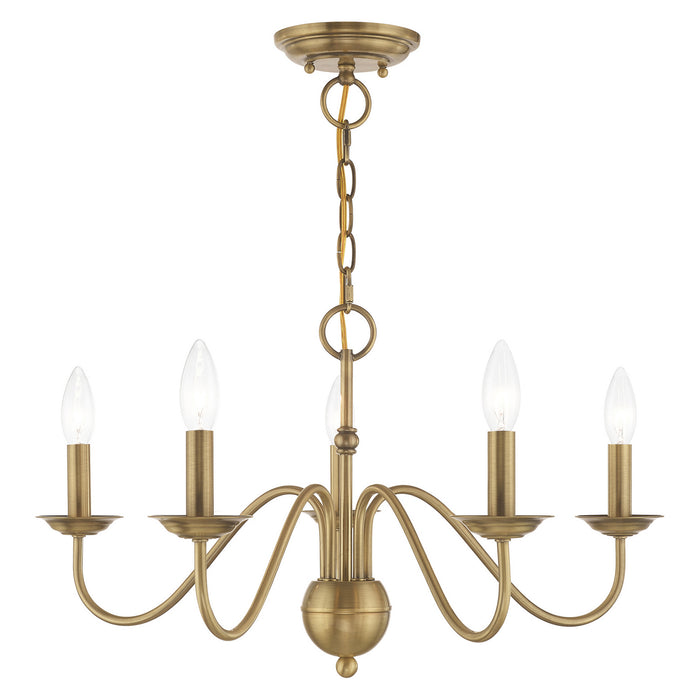 Windsor 5 Light Chandelier in Antique Brass