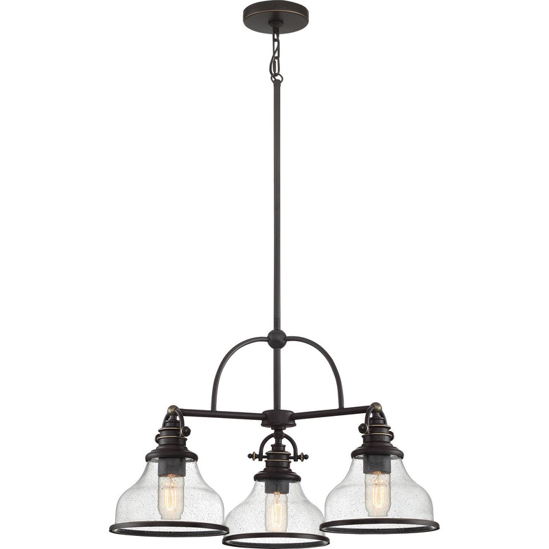 Grant 3-Light Seeded Glass Chandelier in Palladian Bronze